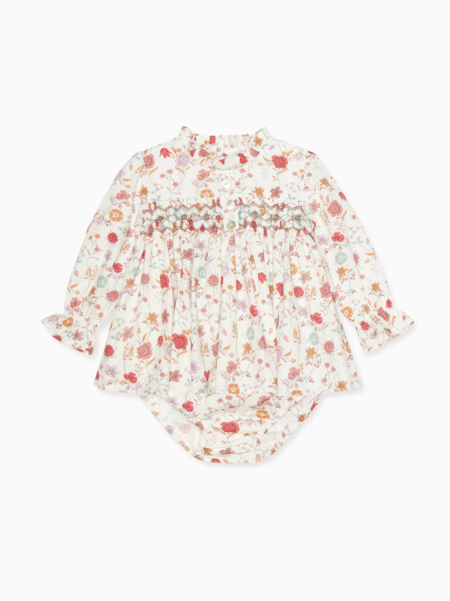White Multi Azulina Baby Smock Set | La Coqueta