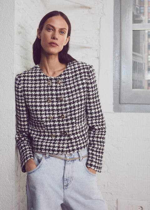 Tweed jacket with jewel buttons -  Women | Mango USA | MANGO (US)