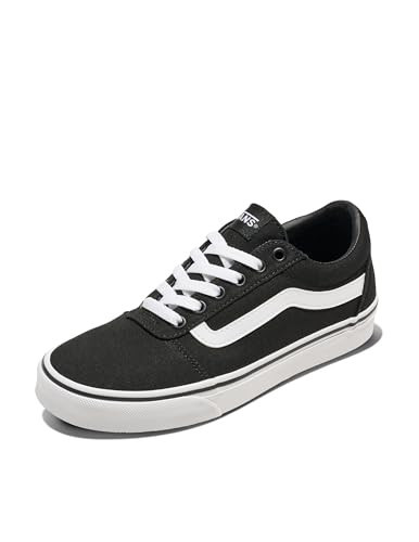 Vans Women's Ward Low-Top Fashion Sneaker, Canvas Black/White, 9.5 | Amazon (US)