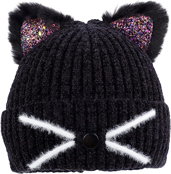 BUTITNOW Kids Girls Boys Multi-Color Ear Double Pom Pom Beanie Hat Winter Warm Rib Knitt Ski Hats... | Amazon (US)