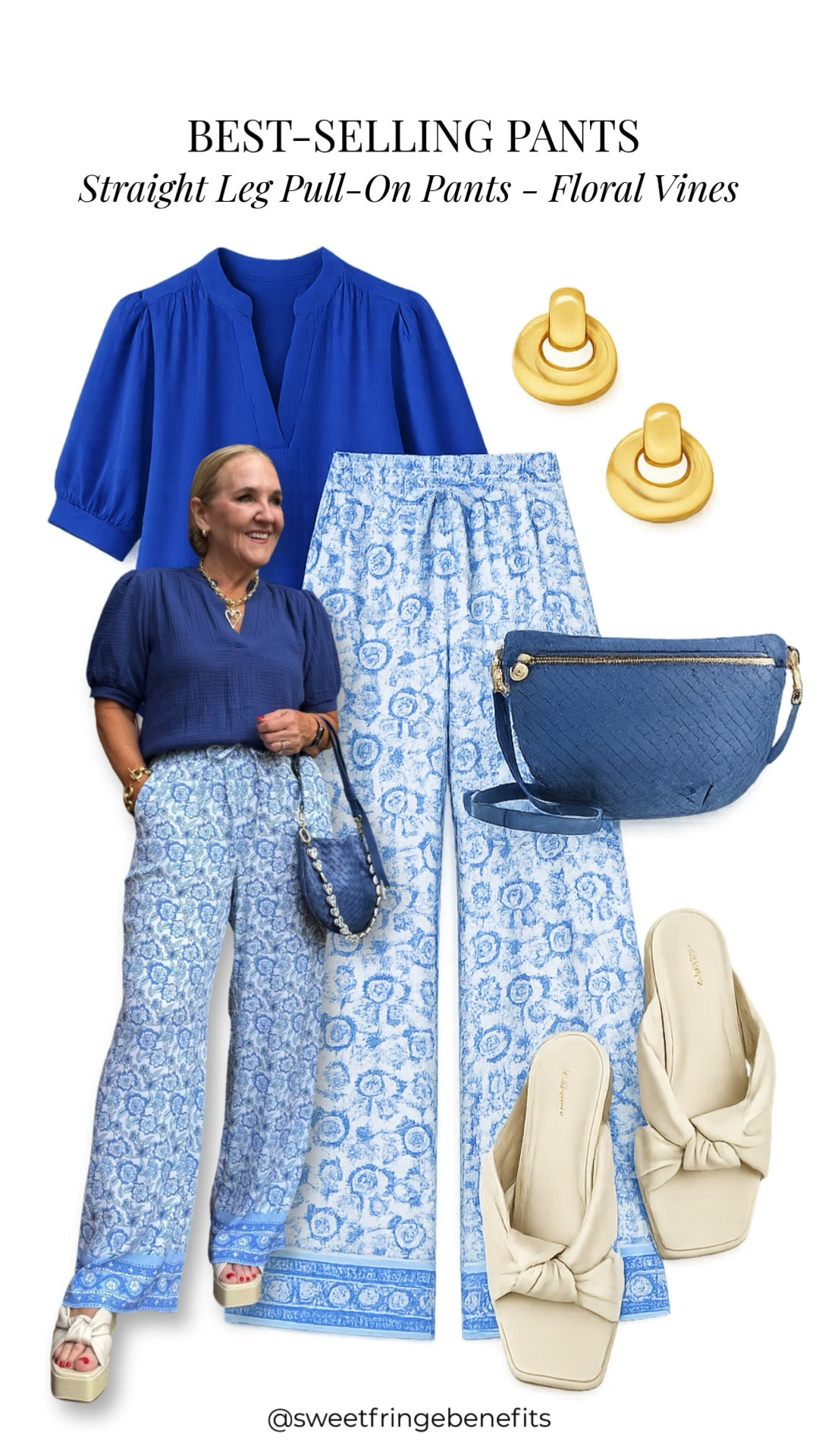 These best-selling floral vine pull-on pants are a customer favorite for a reason! They're lightweight, comfortable, and effortlessly polished. Paired with a vibrant blue blouse, woven crossbody, and neutral sandals, this look is perfect for vacations, brunch, and everyday summer style.

💡 LTK MADE EASY
❤️ Heart = Support my posts!
🔖 Save = Get sale & restock alerts
📋 Lists = Keep favorites organized
📲 Share = Send lists and products to a friend. Hello, Christmas List!
💬 Comment = Ask me anything about what I'm wearing. :-)

#LTKSeasonal #LTKOver40 #LTKootd