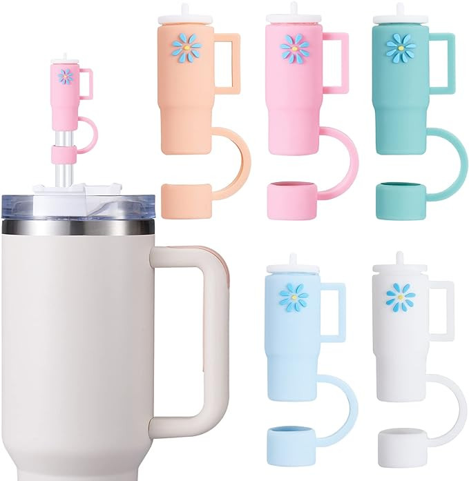 5PCS Straw Cover Cap for Stanley Cup, Silicone Straw Topper fit Stanley 30&40 Oz Tumbler with Han... | Amazon (US)