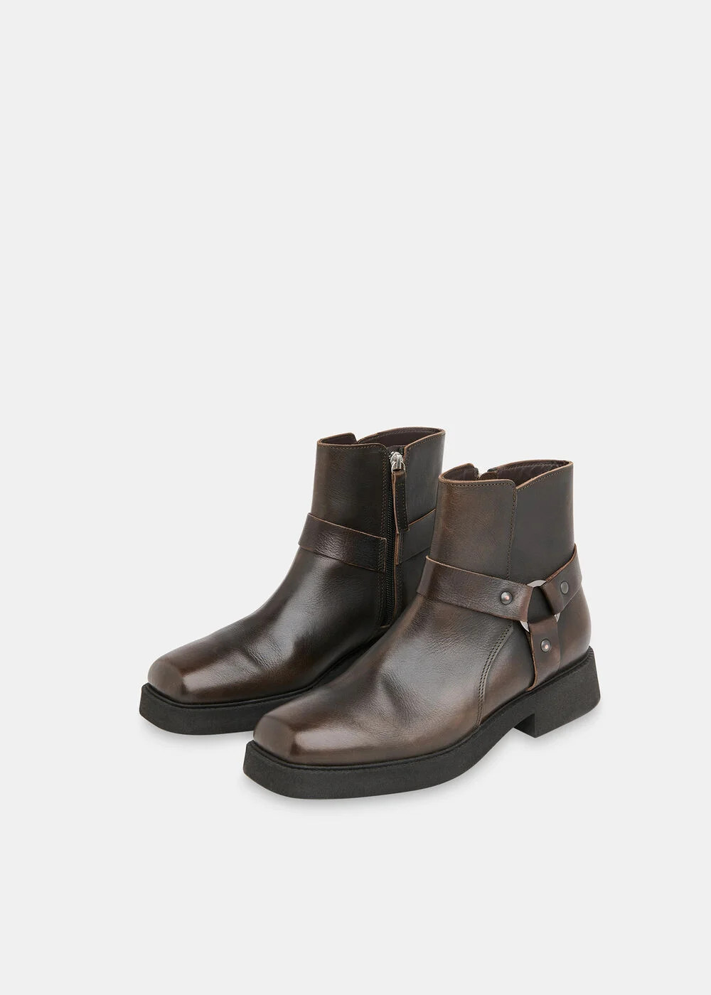 Brown Matteo Burnished Biker Boot | WHISTLES | Whistles UK | | Whistles