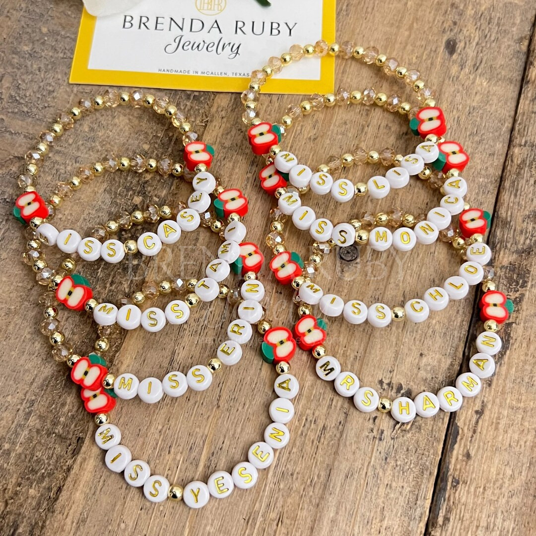 Personalized bracelet for Teachers, TEACH bracelets, Crystal and Gold Bracelet, Apple Teach Brace... | Etsy (US)