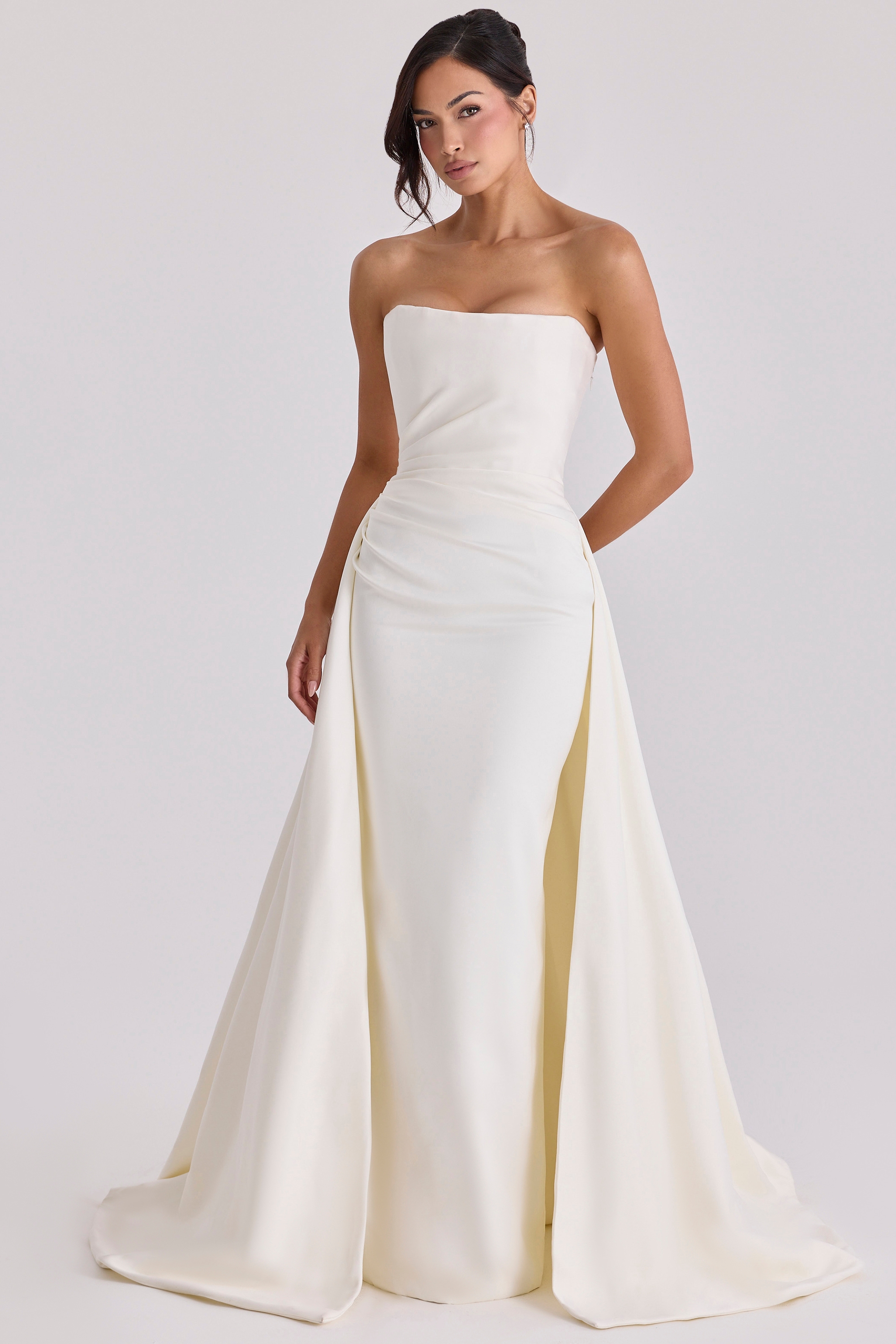 ivory satin strapless bridal gown | House of CB