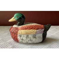 Vintage Porcelain Trinket Box, Duck-Shape Box/ Duck Collectibles, 5.75"" L | Etsy (US)