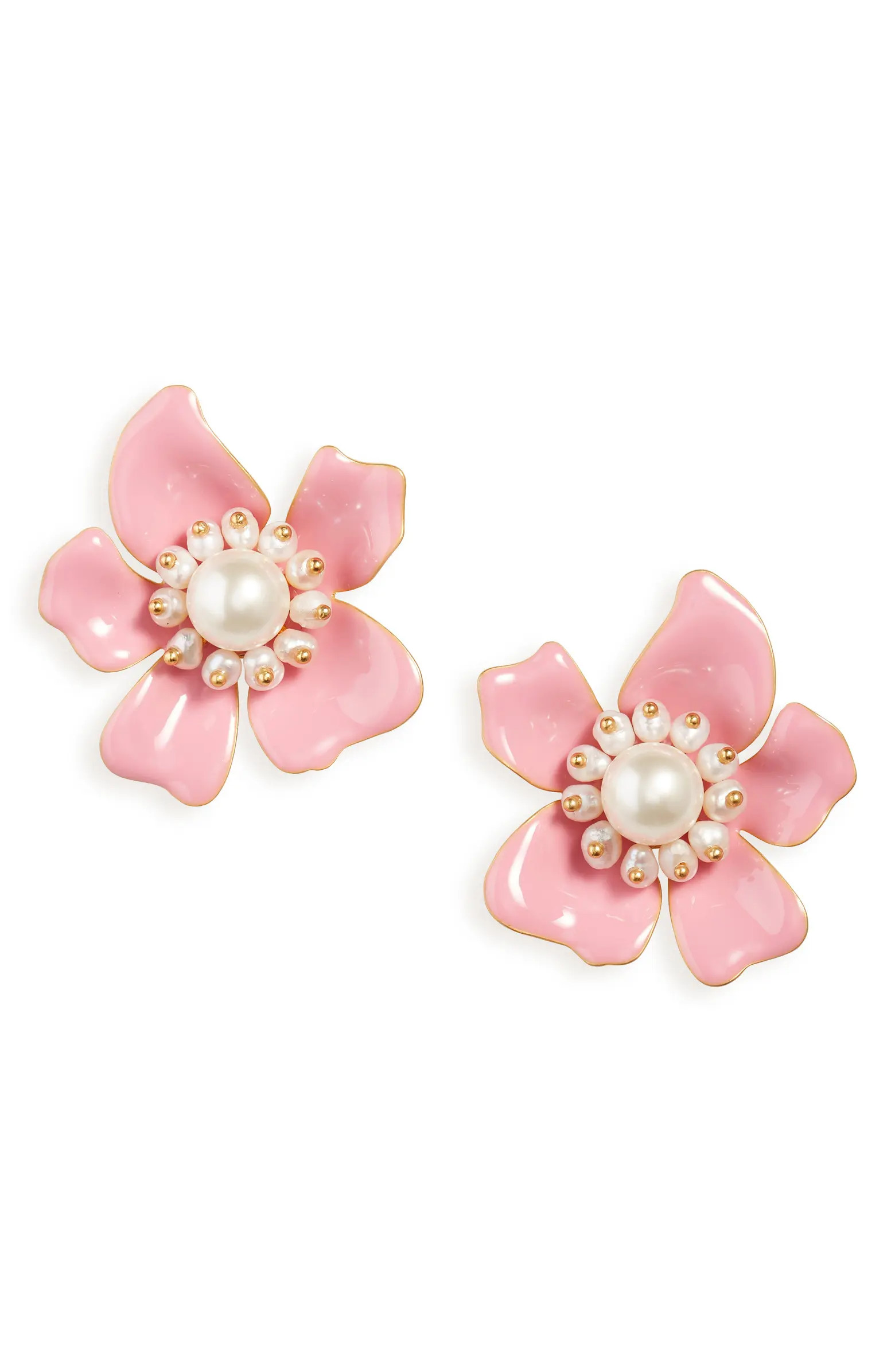 kate spade new york floral imitation pearl statement stud earrings | Nordstrom | Nordstrom