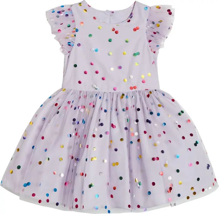 Pippa & Julie Kids' Rainbow Foil Dot Fit & Flare Dress | Nordstrom | Nordstrom