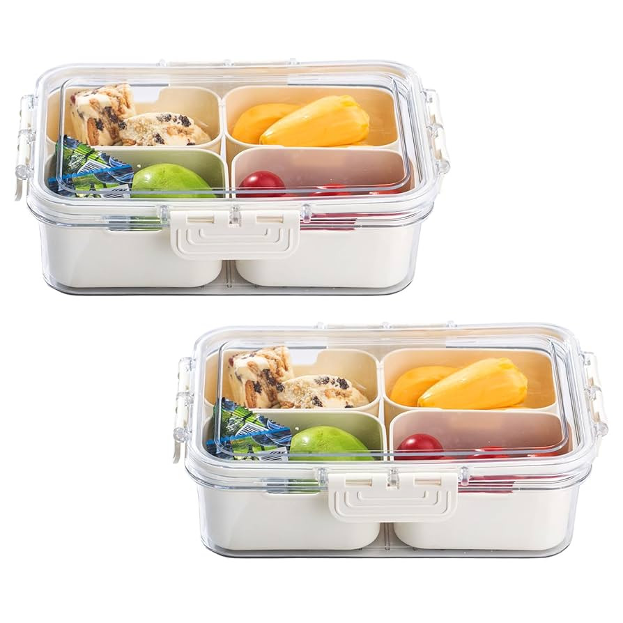 Divided Serving Tray with Lid-Snackle Box Charcuterie Container for Portable Snack Platters-Clear... | Amazon (US)