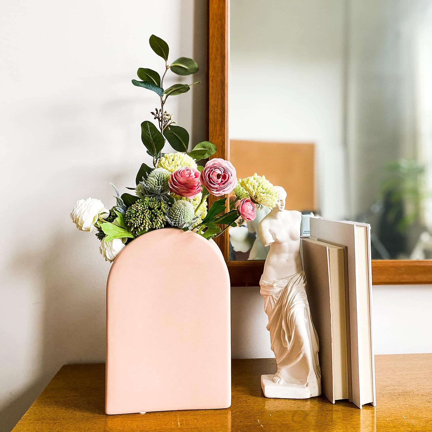 Rhapsody Studio Peach Tall Ceramic Vase Aesthetic Decor, Modern Vases For Flowers,Home Decoration... | Amazon (US)
