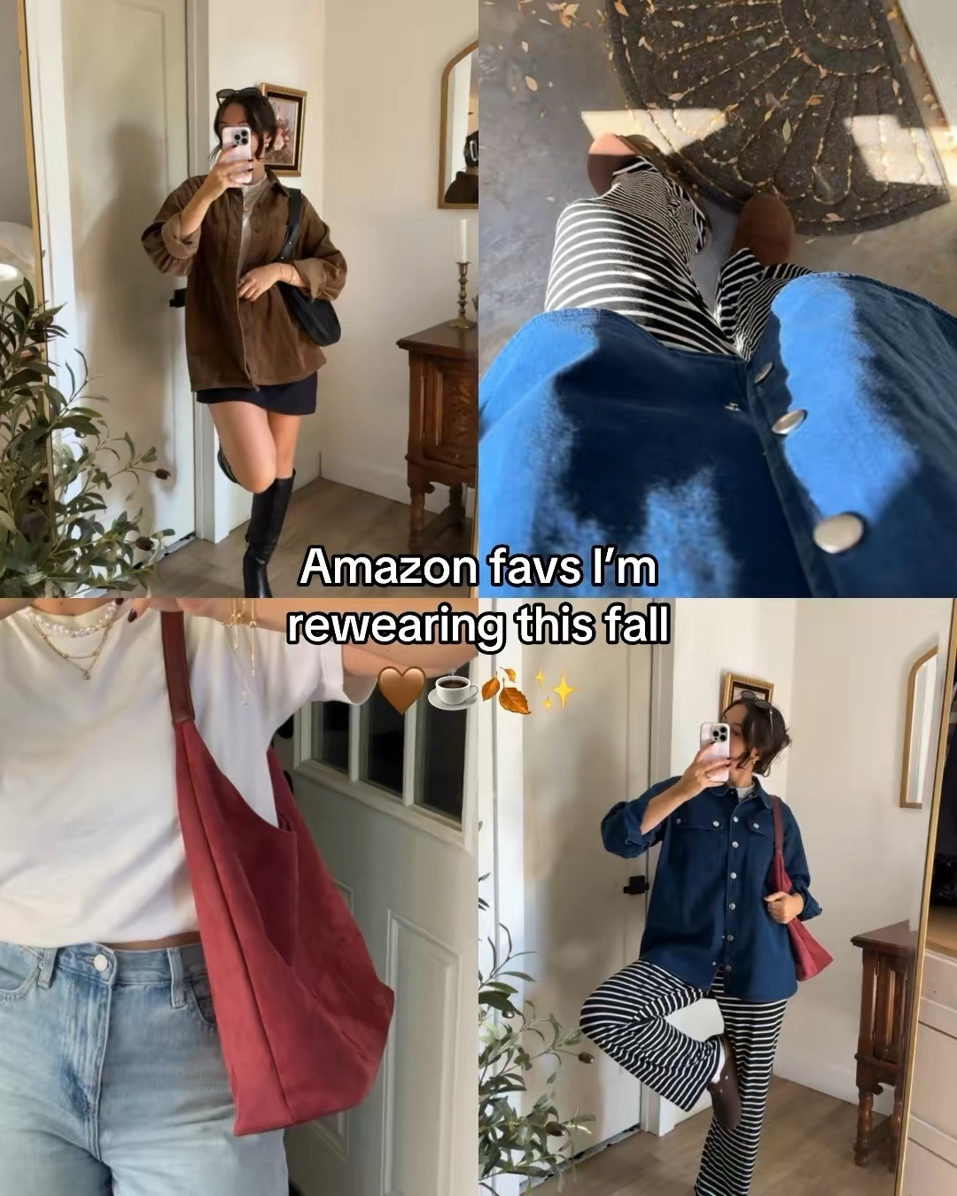 Amazon fall basics, Amazon fashion, Amazon fall fashion, fall basics, boots, Amazon shoes, striped pants, cozy outfits, suede bag, suede tote, fall bags, suede purses, knee high boots, Amazon boots, tall boots, fall outfit inspo 