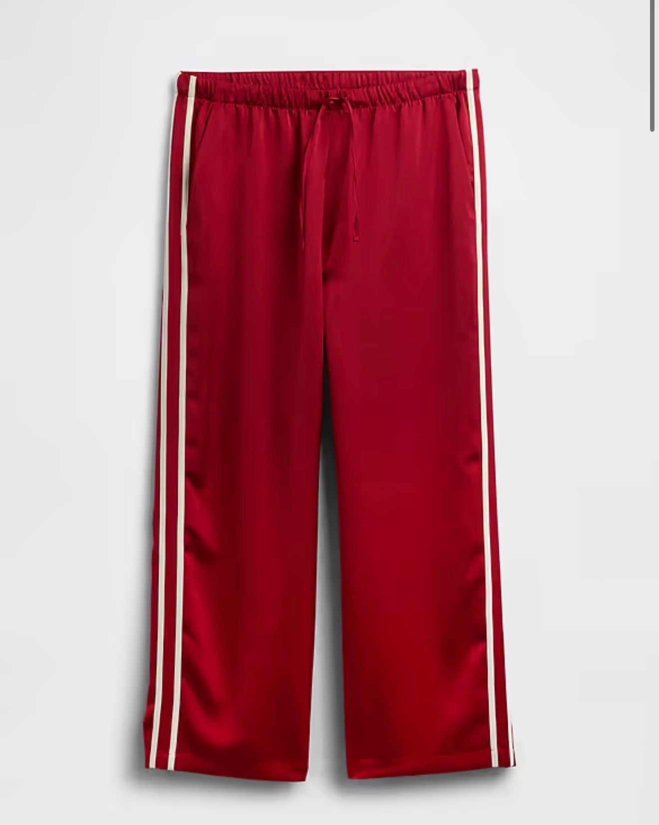 Dark red satin pants with athletic stripe!

#LTKootd #LTKgrwm #LTKMidsize