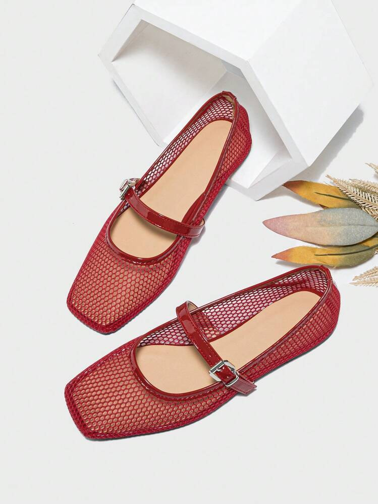 New Ballet Flats Spring Square Toe Flat Shoes For Women, Solid Color Breathable Casual Comfortabl... | SHEIN