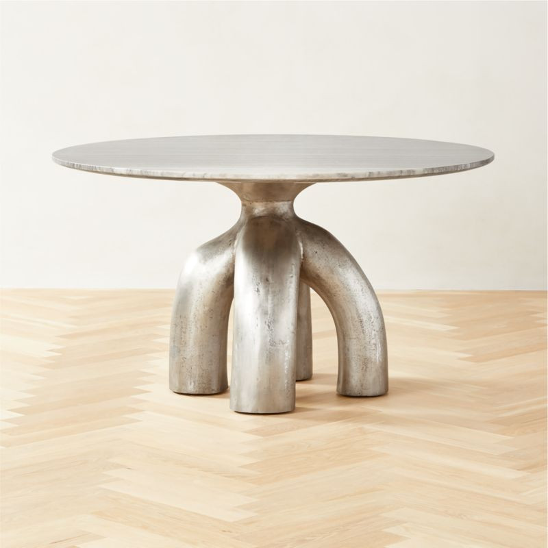 Marnie Metallic Modern Dining Table + Reviews | CB2 | CB2