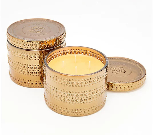 HomeWorx by Slatkin & Co. S/2 Apple Honeycomb Hobnail Candles | QVC