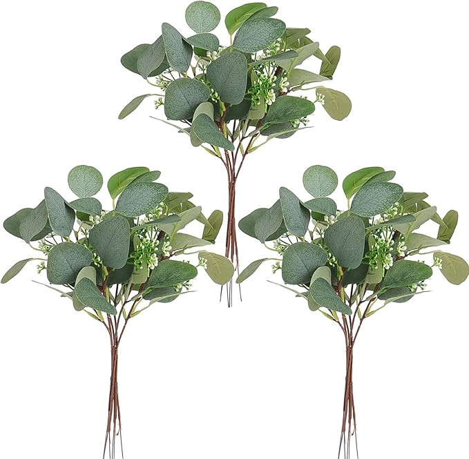 Beferr 18pcs Eucalyptus Stems Bulk Faux Silver Dollar Eucalyptus Leaves Plant Branches Artificial... | Amazon (US)