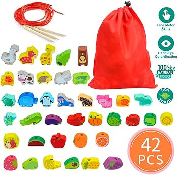 GEEKEO Toys for 2 Year Olds Girls Boys, Threading Toys for 2 Year Olds Toddlers Animals Fruits Ve... | Amazon (UK)