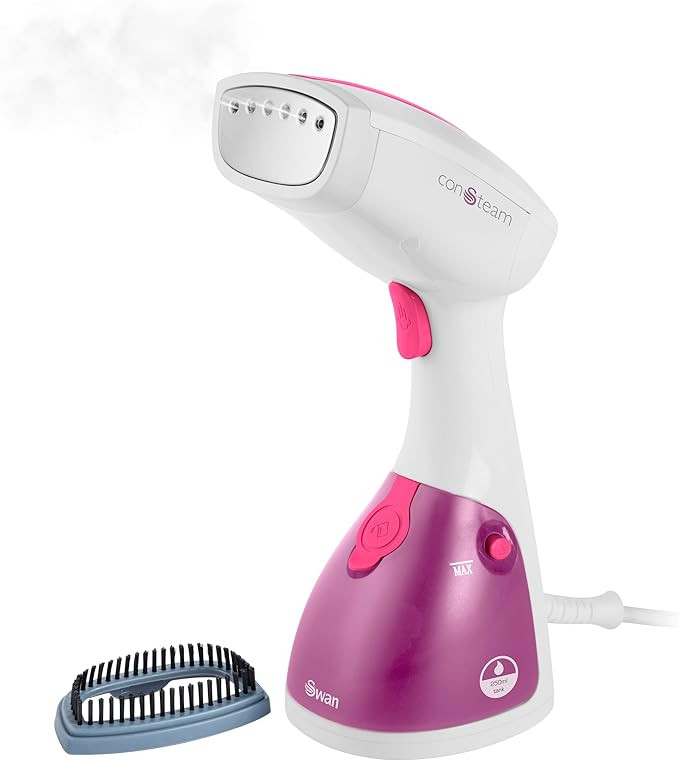 Swan SI12020N Handheld Garment Steamer, Lightweight, Removable Fabric Brush, Extra-Long 1.9m Powe... | Amazon (UK)