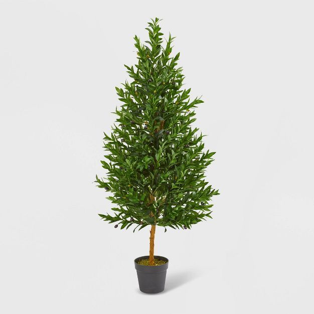 4.5ft Olive Cone Topiary Artificial Tree UV Resistant - Nearly Natural | Target