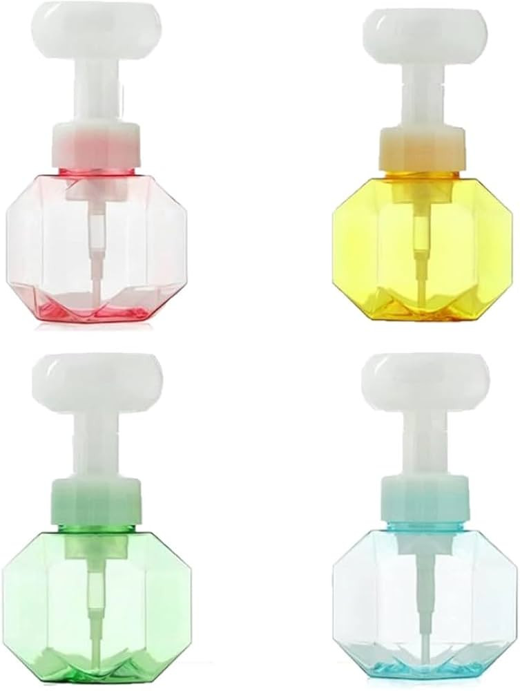 4 Pcs Flower Sparkling Bottle Detergent Dispenser Hand Soap Face Wash Foam Cups Clear Hand Soap M... | Amazon (US)