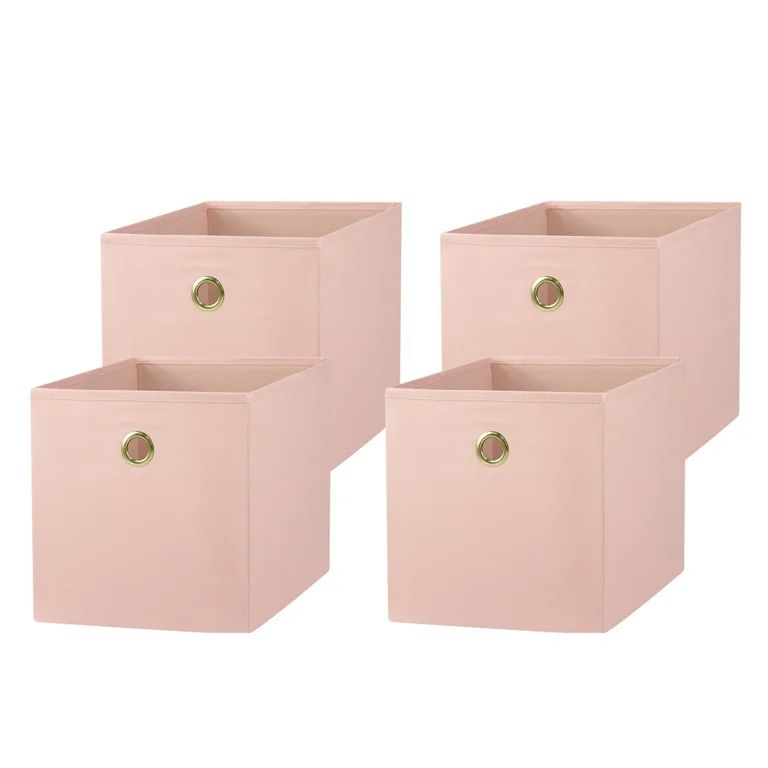 Mainstays Collapsible Fabric Cube Storage Bins (10.5" x 10.5"), 4 Pack, Pearl Blush - Walmart.com | Walmart (US)