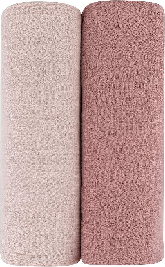 Ely’s & Co. Cotton Muslin Swaddle Blanket 2-Pack for Baby Girl — 100% Cotton Muslin Extra-Lar... | Amazon (US)
