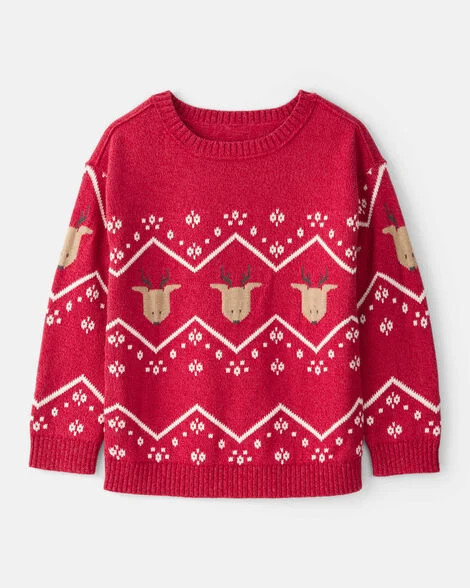 Carter's Boys Red Holiday Reindeer Sweater 14 Red | Carter's Inc