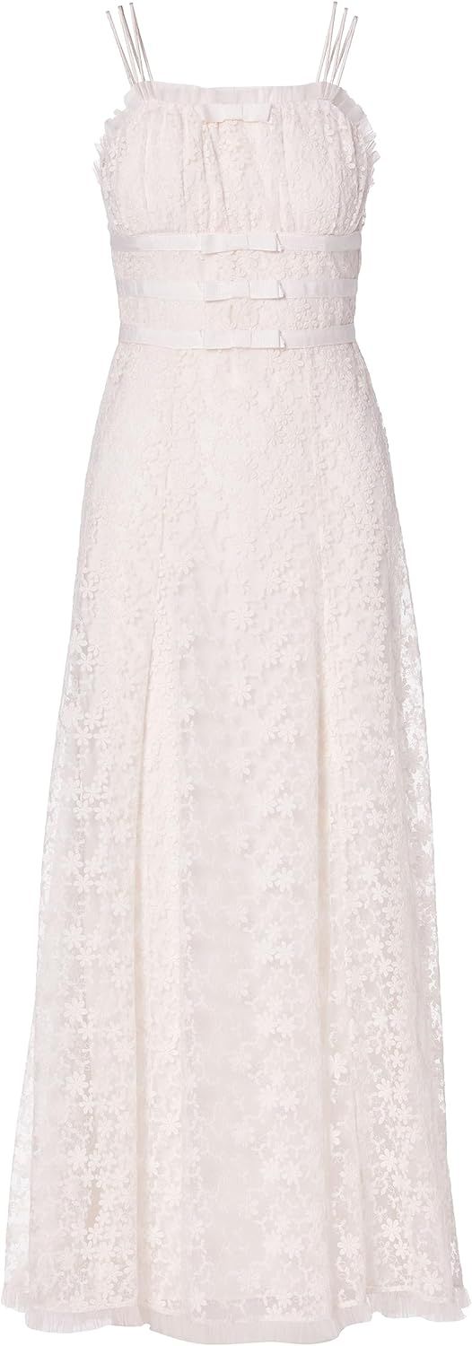 White Daisy Lace Dress With Tulle Ruffle And Ribbon Details | Amazon (US)