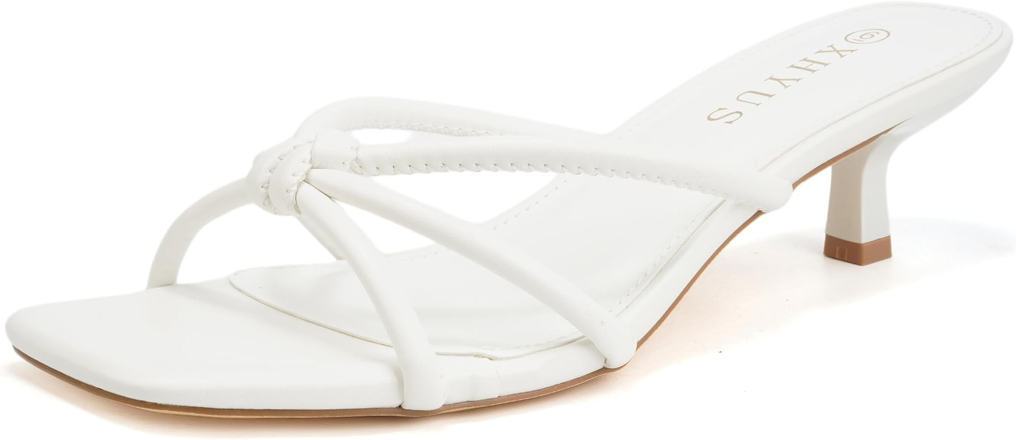 Women's Spaghetti Strap Square Open Toe Kitten Heel High Heel Sandals, Knot Design, Summer Fashio... | Amazon (US)