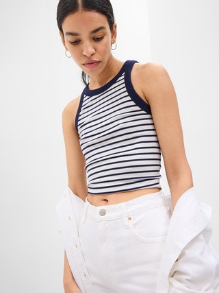 Mini Rib Cropped Halter Tank Top | Gap (CA)