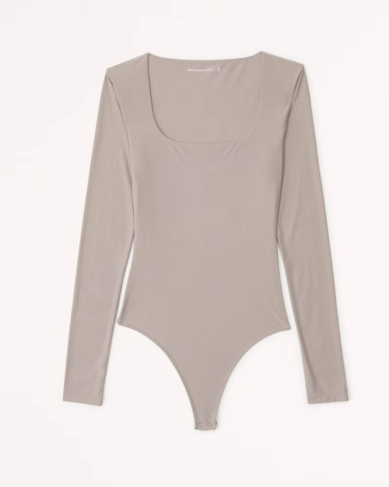 Soft Matte Seamless Long-Sleeve Squareneck Bodysuit | Abercrombie & Fitch (US)