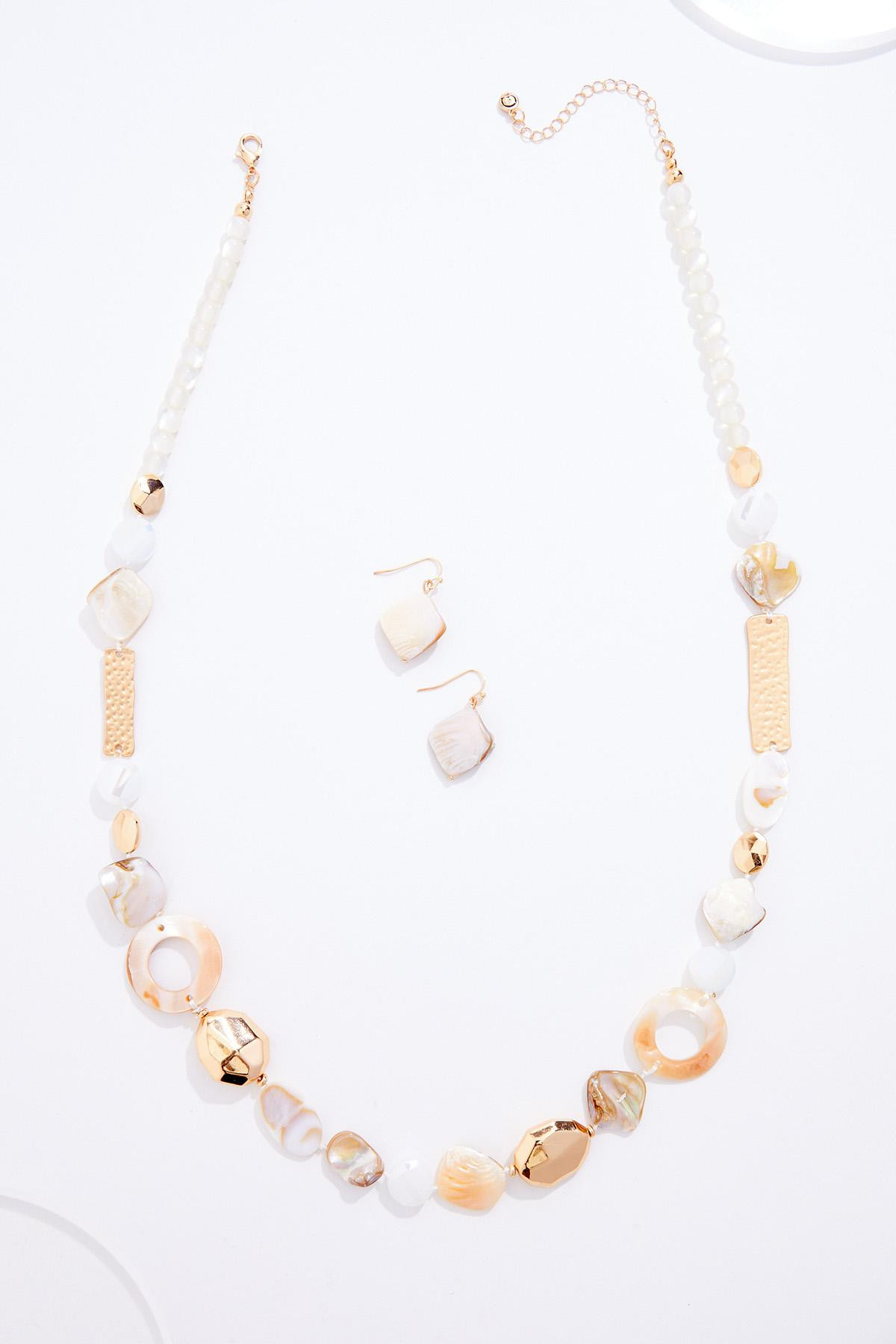 Multi Shape Shell Beaded Necklace Set | Cato Fashions