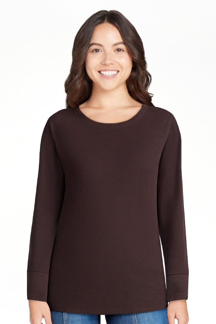 Time and Tru Women's Thermal Tee with Long Sleeves, Size XS-XXXL | Walmart (US)