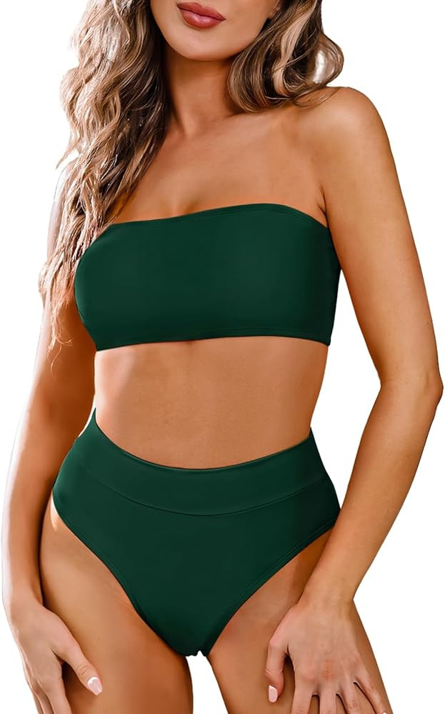 Pink Queen Women's Removable Strap Wrap Pad Cheeky High Waist Bikini Set Swimsuit | Amazon (US)