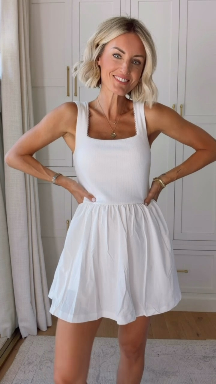 This active dress has Pointelle detailing at the top, which is really cute & different! It has built in shorts underneath! I thought this would be a great active dress to layer with sweaters going into fall! Wearing S!

Loverly Grey, Target, activewear, athleisure, active dress, white active dress

#LTKActive #LTKootd