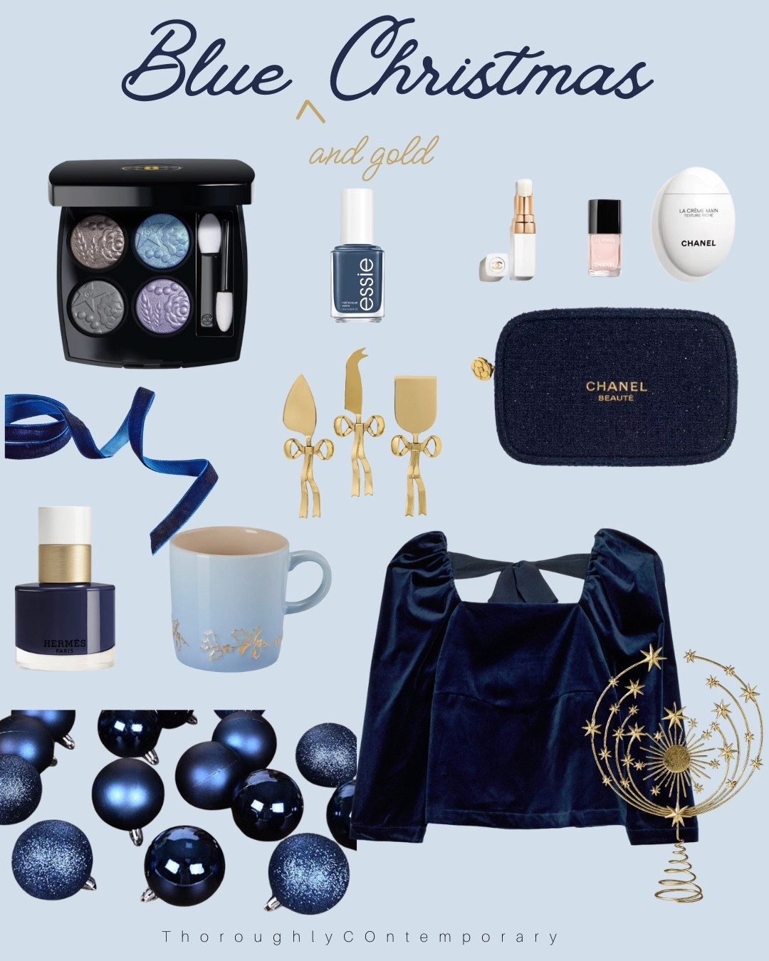 Rich blue velvets with gold make such a lovely holiday theme. I was inspired by Chanel’s holiday beauty collection to create a part gift guide, part holiday decor look  

#LTKBeauty #LTKGiftGuide #LTKHoliday