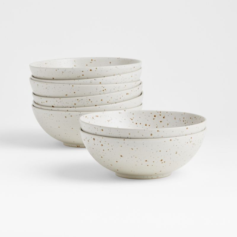 Craft Speckled White Stoneware Bowls, Set of 8 + Reviews | Crate & Barrel | Crate & Barrel