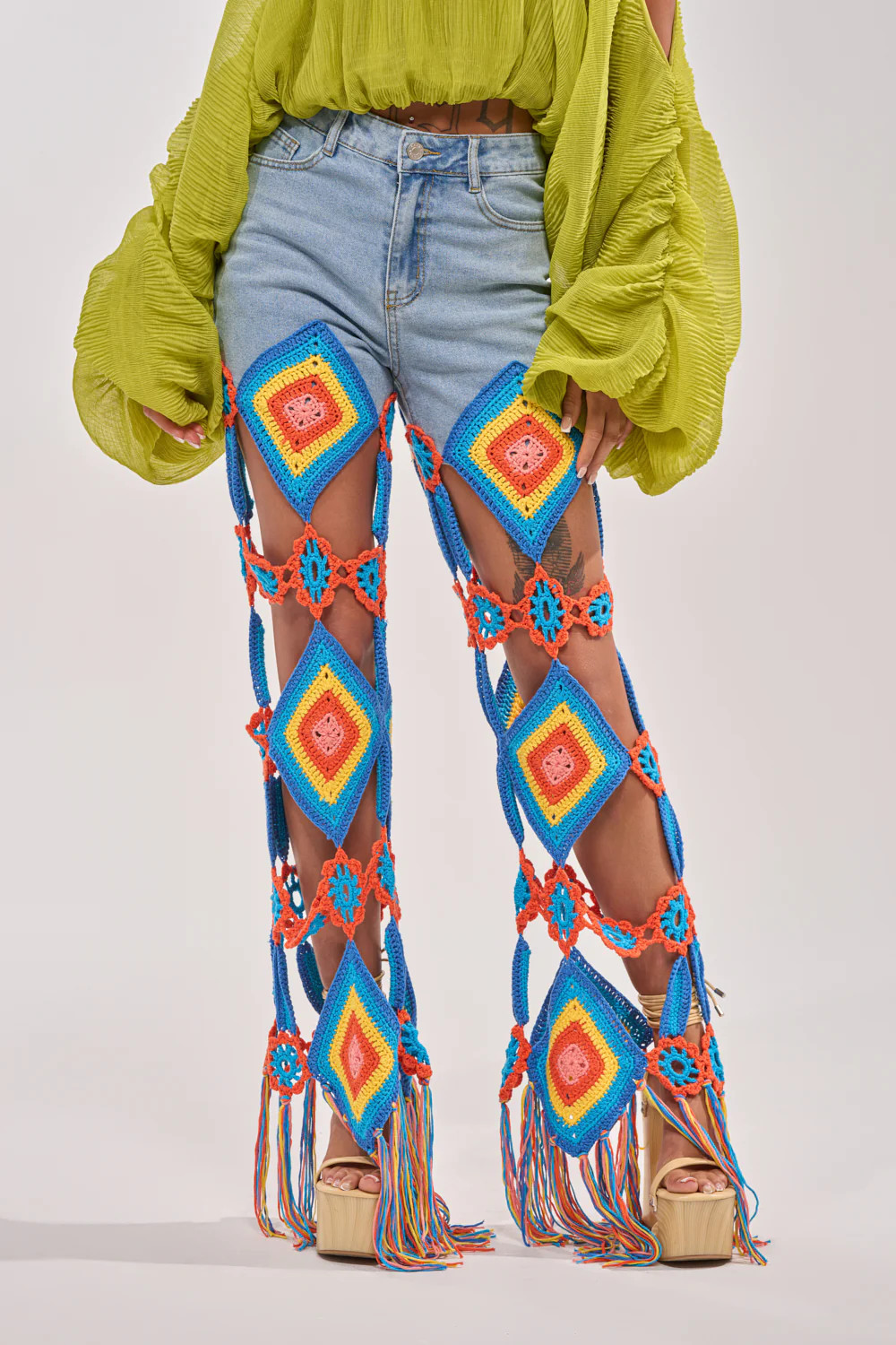 OUT OF OFFICE CROCHET DENIM JEANS | AKIRA
