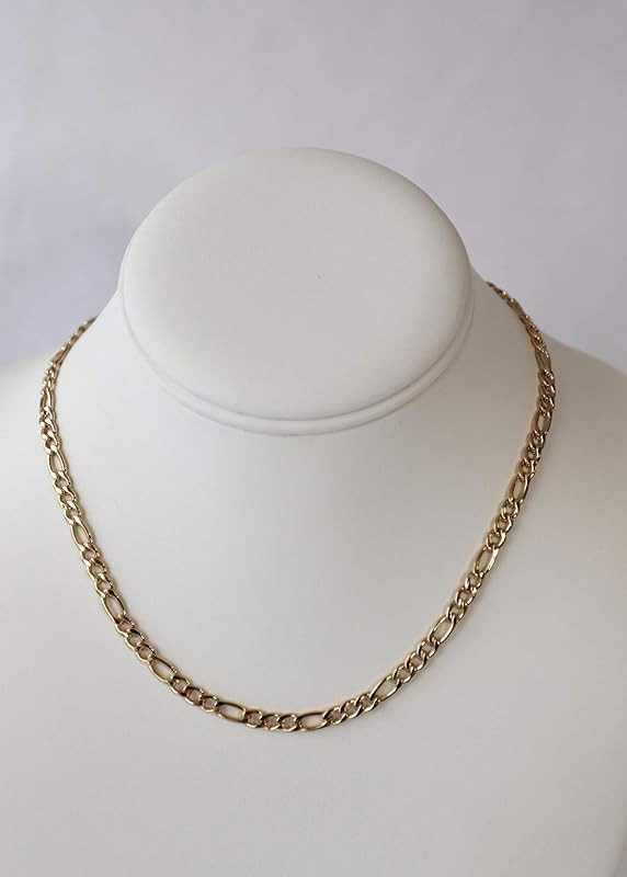 Figaro Chain18kt Gold Filled 5m Waterproof High Quality Non Tarnish Necklace Choker 15-17" | Amazon (US)