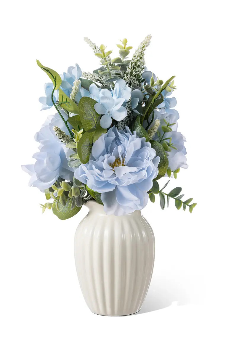 18"H Blue Peony & Hydrangea with Ceramic Vase Centerpiece | Nordstrom