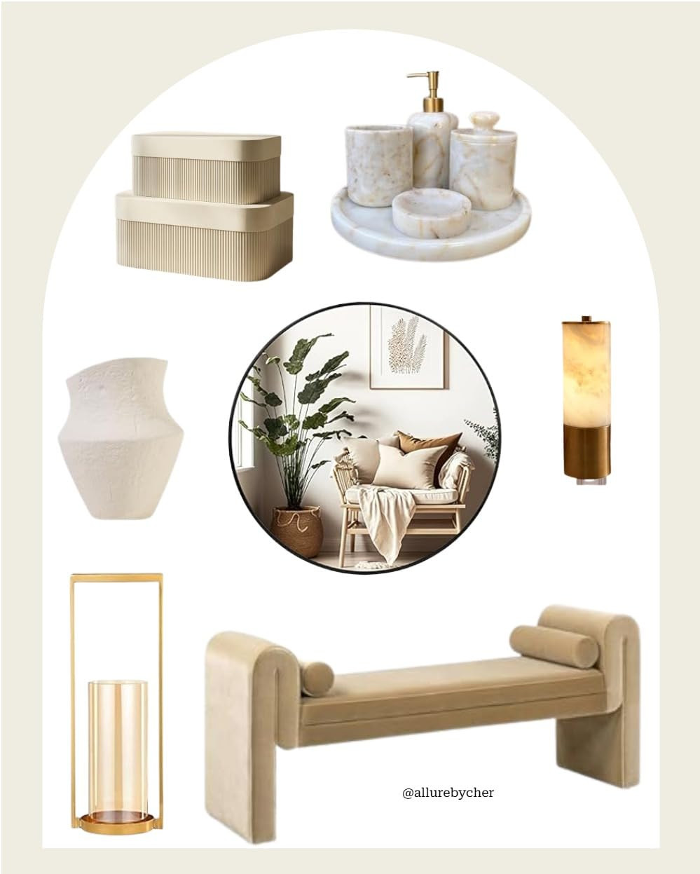 Neutral Home Decor Ideas 🤍 | Create a calm, modern space with beige accents, marble bath accessories, sculptural vases, cozy accent chairs, and minimalist lighting. Perfect inspiration for living room and bathroom styling. ✨ Save this post for later  

 #LTKSpringSale #LTKHome #LTKSaleAlert