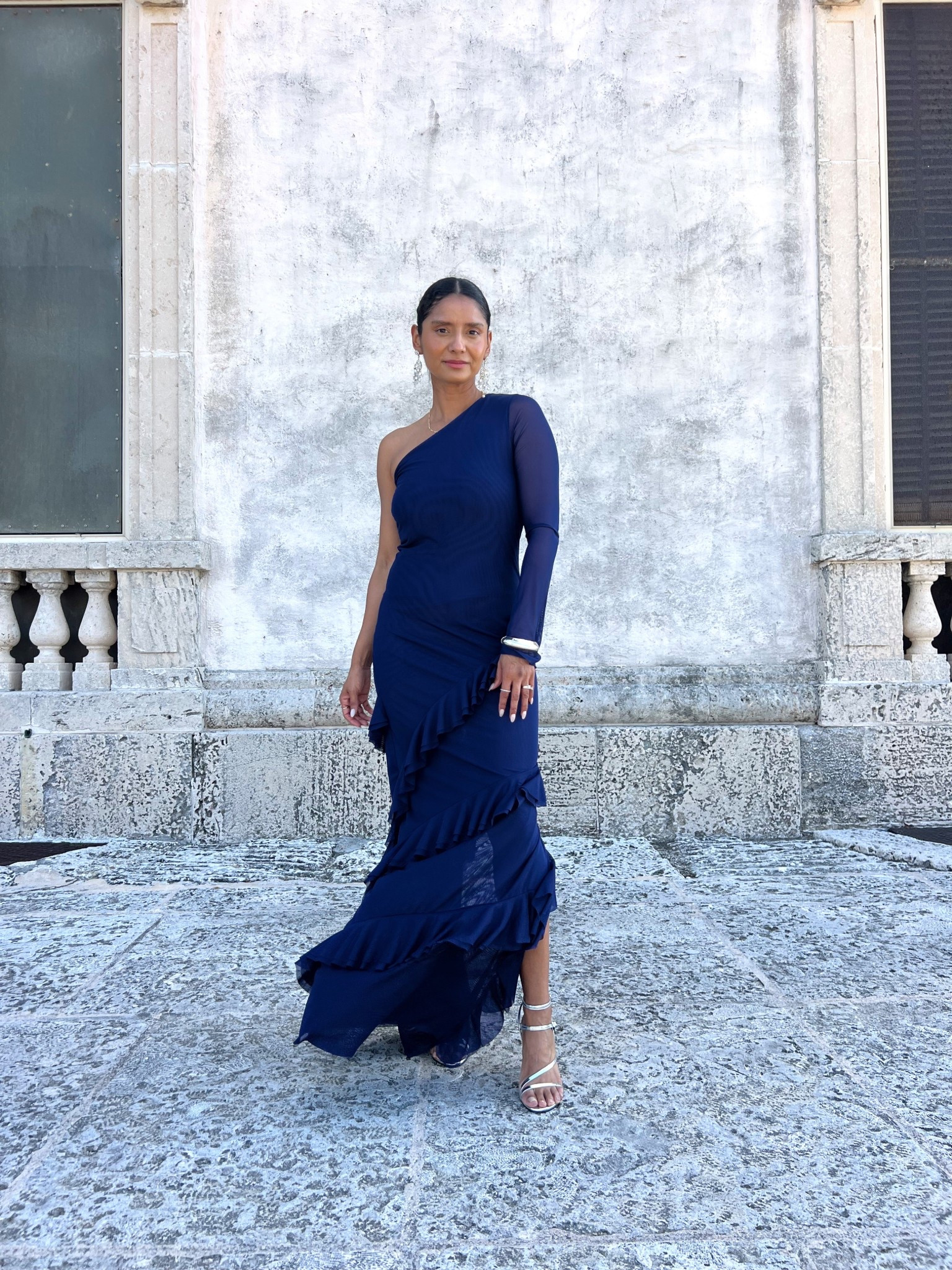 The person dress to wear for an upcoming wedding or bridesmaid dress options. Run tts.