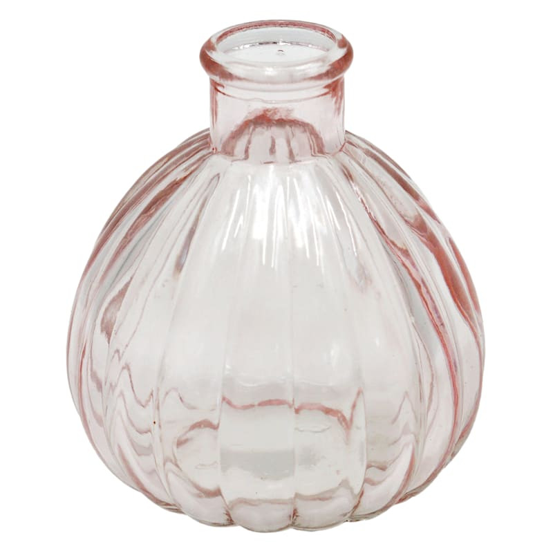 Pink Striped Glass Bud Vase, 4" | At Home