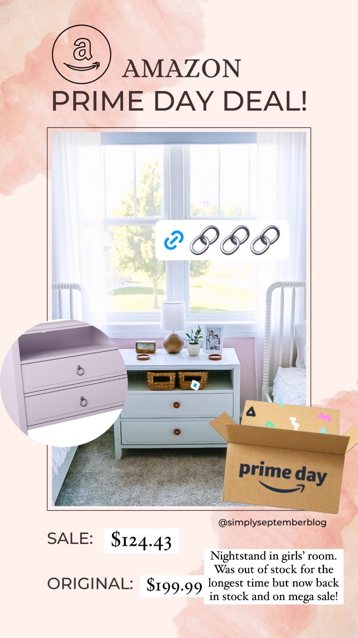 This nightstand is perfect for in-between my daughters beds. Comes in multiple colors and is always out of stock, Amazon prime day deal today!



#LTKhome #LTKsalealert #LTKxPrimeDay