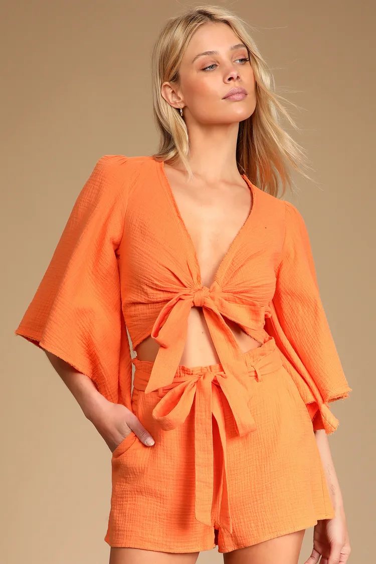 Friendship Bright Orange Paperbag Waist Shorts | Lulus (US)