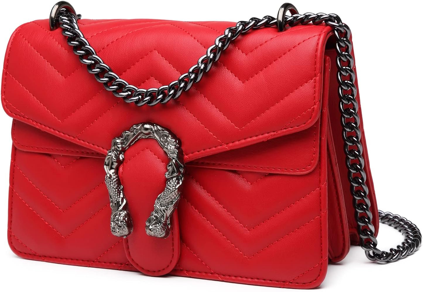 MYHOZEE Crossbody Bags for Women - Snake Printed Clutch Purses Leather Chain Shoulder Bags Evenin... | Amazon (US)