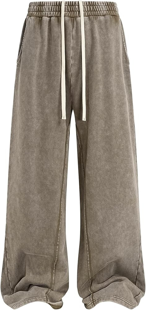 Colorful world Mens Sweatpants Acid Washed Elastic Waist Drawstring Sweat Pants Cotton Baggy Stre... | Amazon (US)