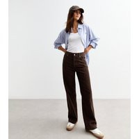 Women's Brown Cotton Corduroy Wide Leg Trousers New Look | New Look (UK)