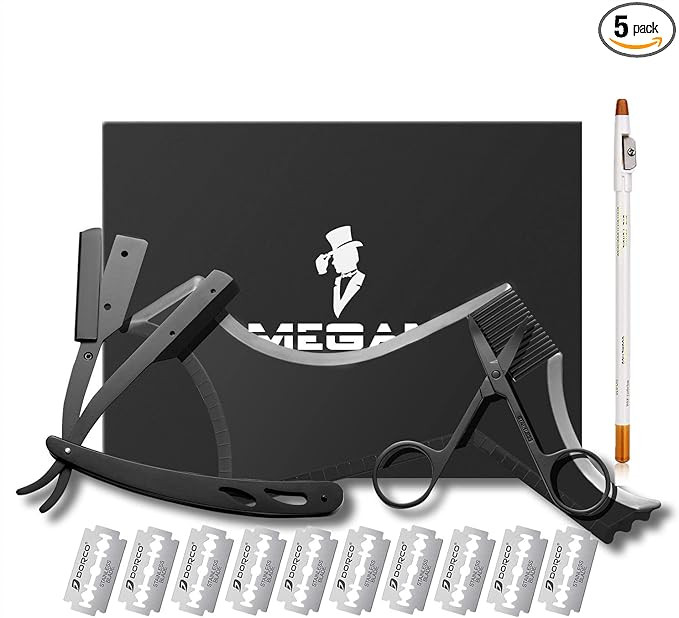 Megan Beard Shaping Tool,5 Piece Set Beard Shaper - Include Professional Straight Edge Razor,Bear... | Amazon (US)