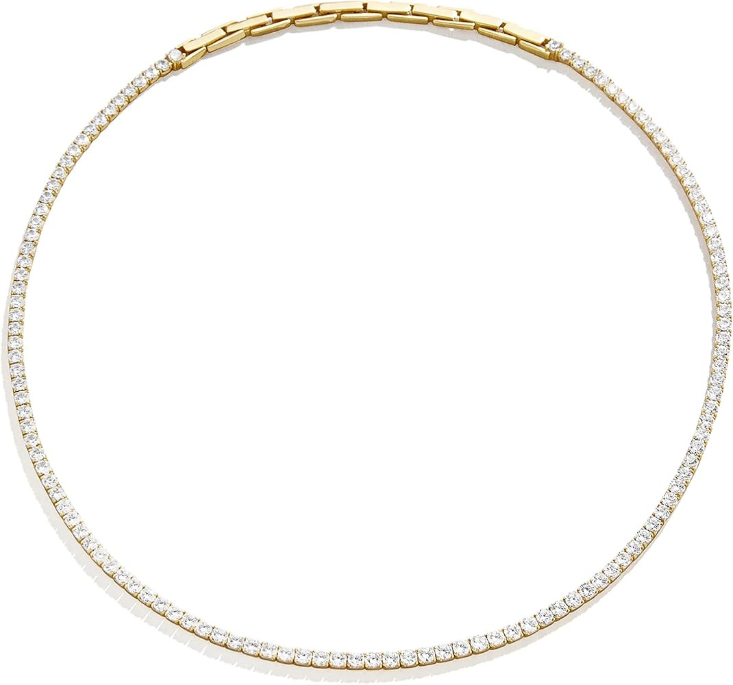 BaubleBar Bennett 18K Gold Vermeil Adjustable Classic Tennis Necklace, Gold-Plated/Pavé | Amazon (US)